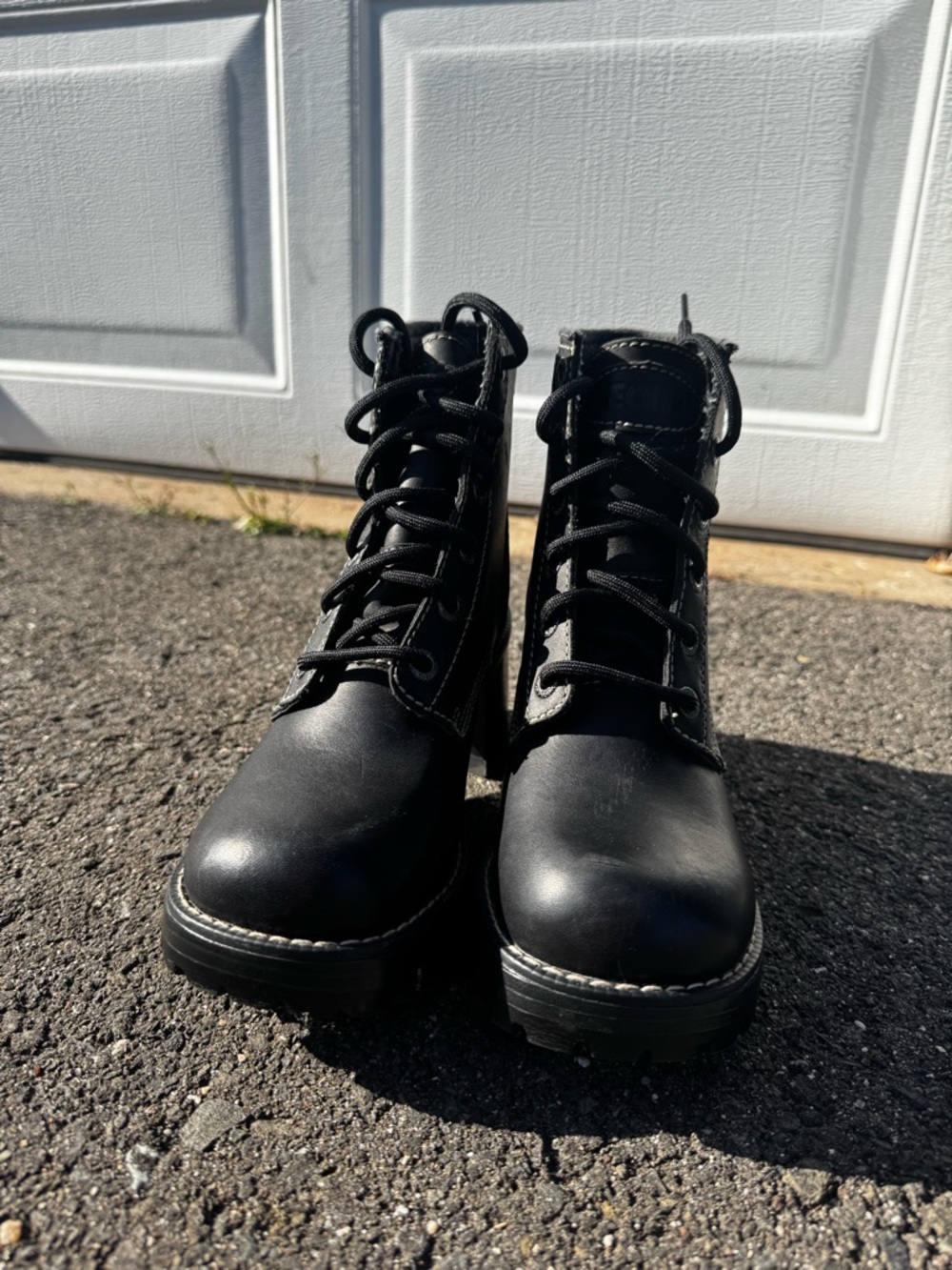 Vintage Leather Skechers Black Lace-Up Chunky Heel Ankle Boots US6/EU36 - Picture 3 of 7